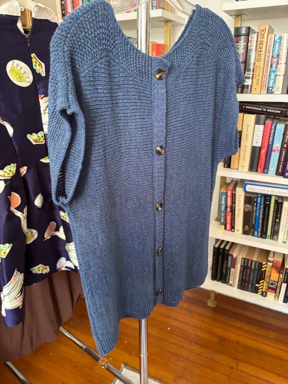 Cable & Gauge Denim Blue Knit Boat Neck Sweater
